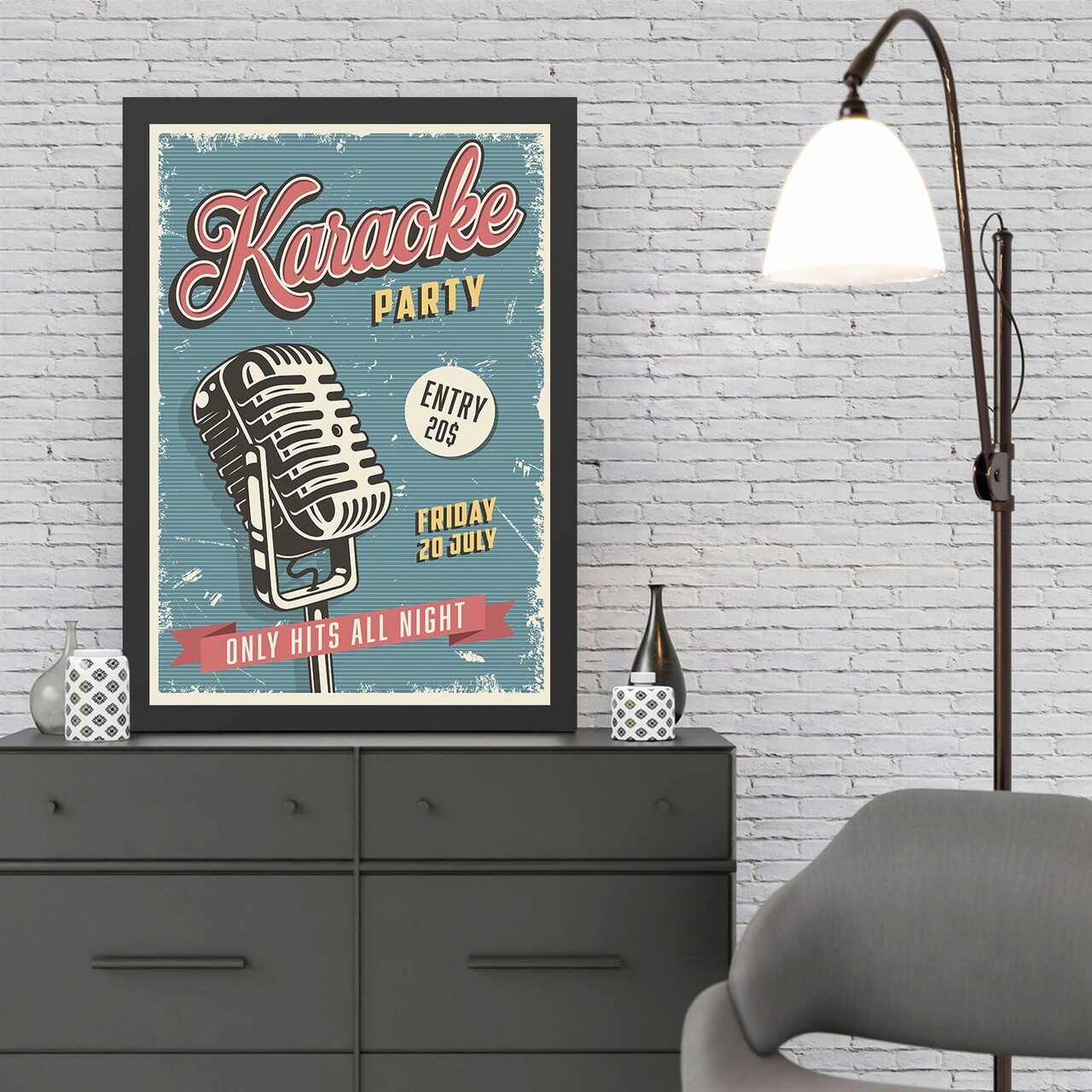 Tablou decorativ, Karaoke Party (40 x 55), Polistiren, Multicolor - imagine 3